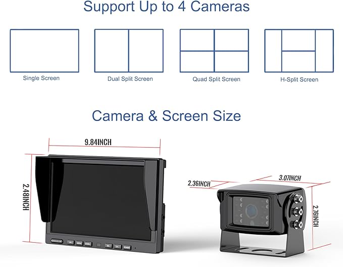 1080P Wireless Backup Camera System for RV Trailer Truck Camper,10 Inch DVR Monitor w/Recording IR Night Vision Digital Wireless Rear View Camera Adapter for Furrion Pre-Wired RVs,BW101SL