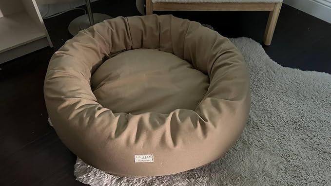Organic Cotton Canvas Dog Bed: Removable Cover, Natural Fill - Made in USA (Tan, Small 24" x 7" inches)