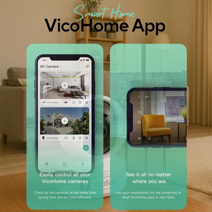 VicoHome CA48 Indoor Security Camera β 3K WiFi Pet & Baby Monitor, 360Β° Pan/Tilt, Night Vision, Motion Detection, Two-Way Audio, Works with VicoHome App