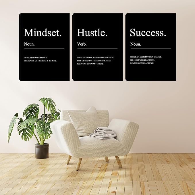 Large Motivational Office Wall Decor Mindset Canvas Wall Art Hustle Posters