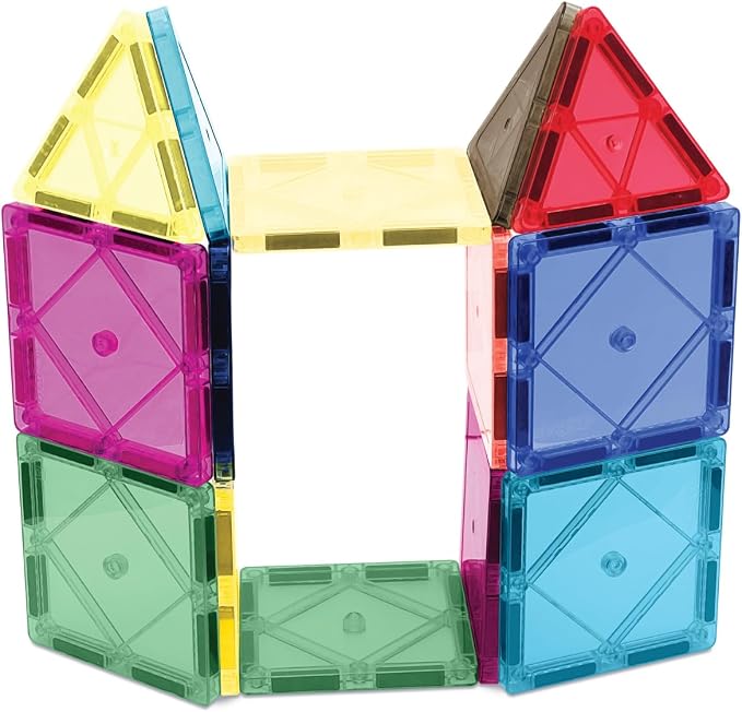 CreateOn Crayola Retro Magnetic Tiles, Building Set for Kids, Magnetic Building Toys for Kids, STEM Travel Toys for Boys and Girls Ages 3+, 14-Piece Set (Retro)