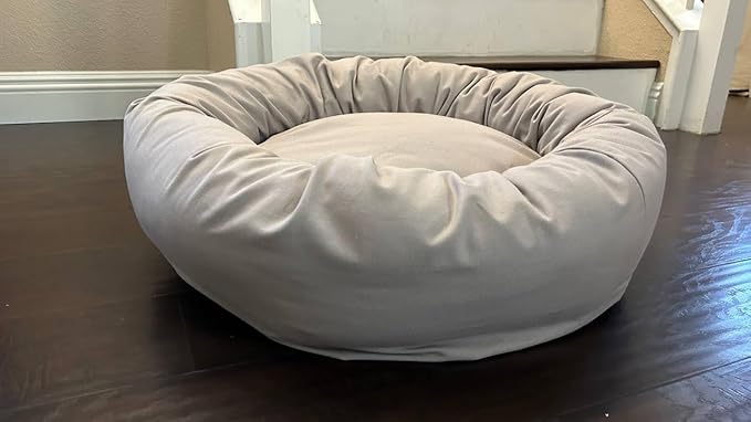 Organic Cotton Canvas Dog Bed: Removable Cover, Natural Fill - Made in USA (Gray, Medium 28" x 8" inches)