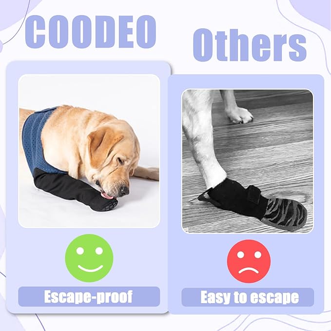 COODEO Dog Socks to Prevent Licking Paws, Healing Boots & Paw Protectors with Non-Slip Bottoms for Wound Protection, Waterproof Sleeve Shoes for Licking(Blue,M_Right