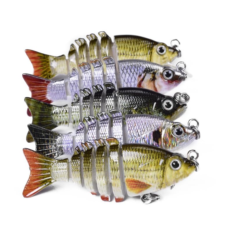 Mini Fishing Lures Multi Jointed Fish Fishing Slow Sinking Lifelike Swimbait Freshwater and Saltwater Crankbaits for Bass Trout Bass Lures 2in/0.08oz 12#Hook - color: 2# 1Pcs