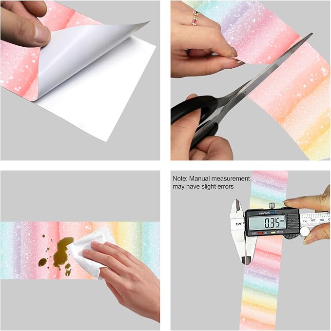 HOMETITUTE Wallpaper Border Peel and Stick Wall Border Rainbow Stripe