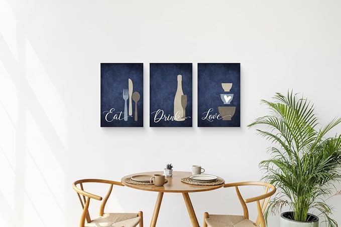 GUBIYU Farmhouse Kitchen Wall Decor Eat Sign Eat Drink Love Wall Art Set of 3
