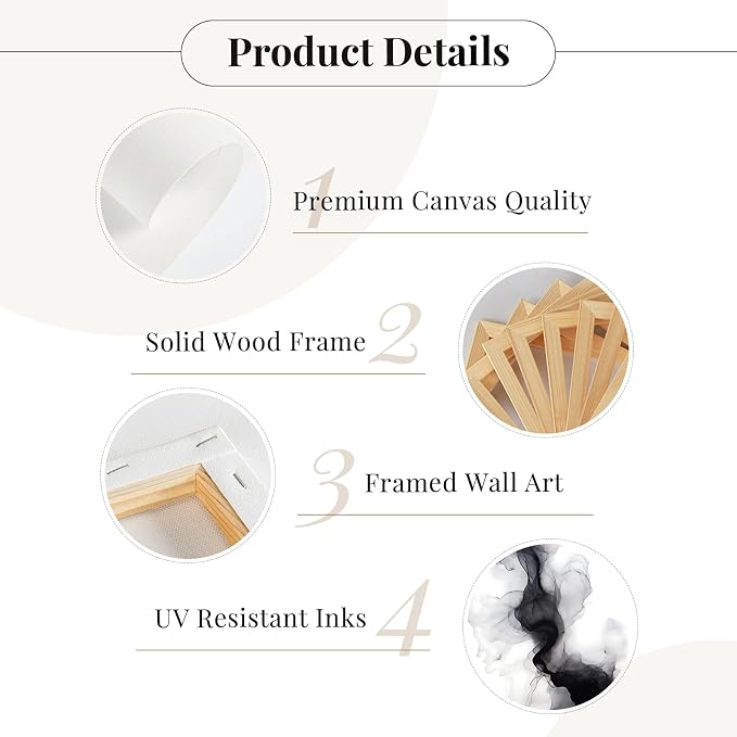 Black White Abstract Wall Art Decor Set of 3 Modern Wall Art Minimalist Canvas
