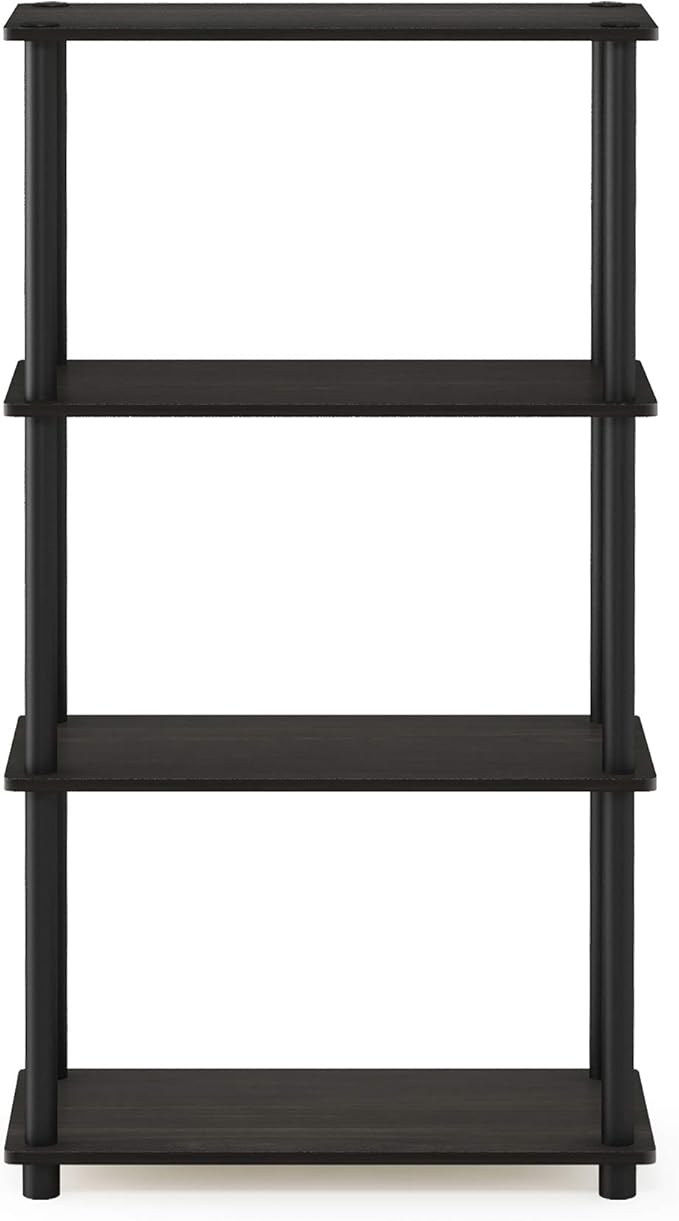 Furinno (99557EX/BK) Turn-N-Tube 4-Tier Multipurpose Shelf Display Rack - Espresso/Black
