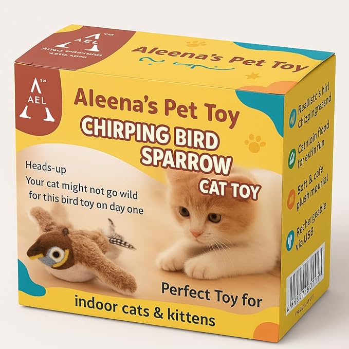 Flappy Flying Bird Cat Toy β Interactive Flapping & Chirping Bird Toy for Cats (Not Flying), Indoor Cat Toy for Exercise & Play, Durable Chew Toy for Bored Cats, Catnip Toy for Kitten or Small Dogs