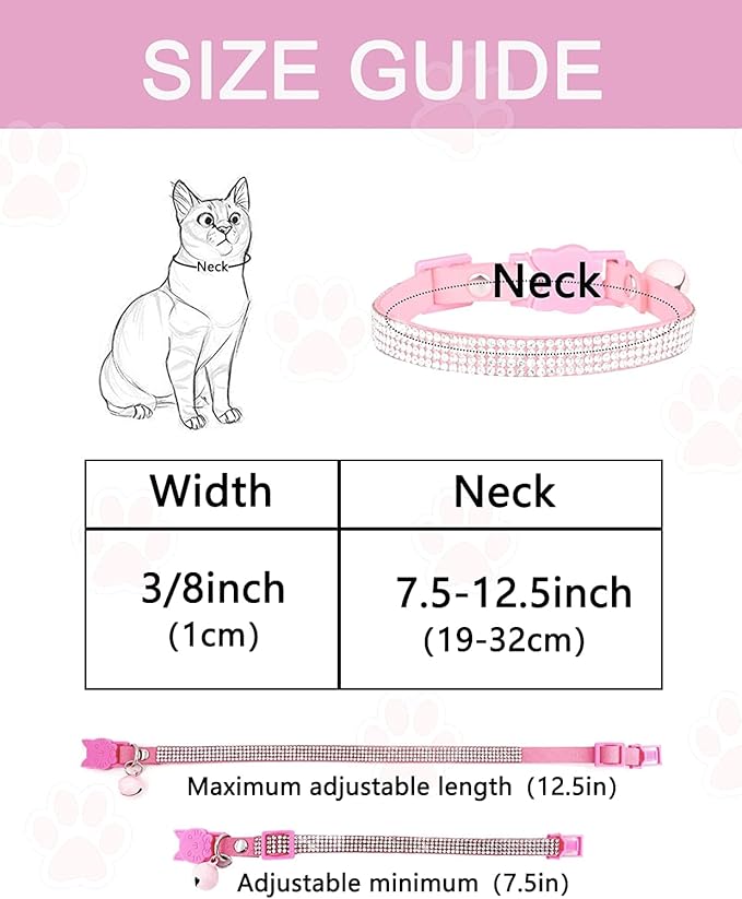 Solmoony Breakaway Cat Collars with Bell,Adjustable Safe Kitten Collar,Cat Collars for Girl Cats with Rhinestone Soft Velvet (Black1)
