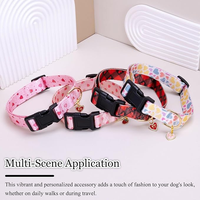 Pink Strawberry Pattern Dog Collar with Buckle Adjustable Safety Nylon Collars for Small Medium Large Dogs, Cute Stylish Girl Boy Christmas Dog Collar(Pink Strawberry,XS)