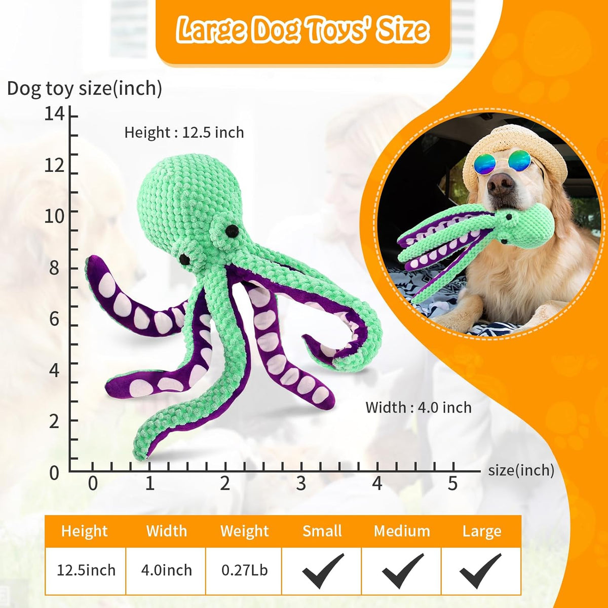 Large Squeaky Dog Toys- Plush Dog Toys with Soft Fabric for Small, Medium, and Large Dogs Daily Companionship, Training Reward Gift