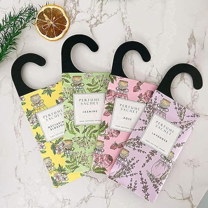 Rose Cottage Large 12 Packs Closet Deodorizer Freshener Closet Air Freshener Home Scented Sachets Room Freshener Scents Air Freshener Closet Odor Eliminator 4 Scents Floral
