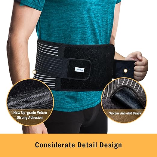DARLIS Back Support Belt with Inflatable Lumbar Pad - Extra Support for Lower Back Pain Relief, Herniated Disc, Sciatica, Scoliosis, Adjustable Support Straps - Back Brace for Men Women S/M 32"- 39"