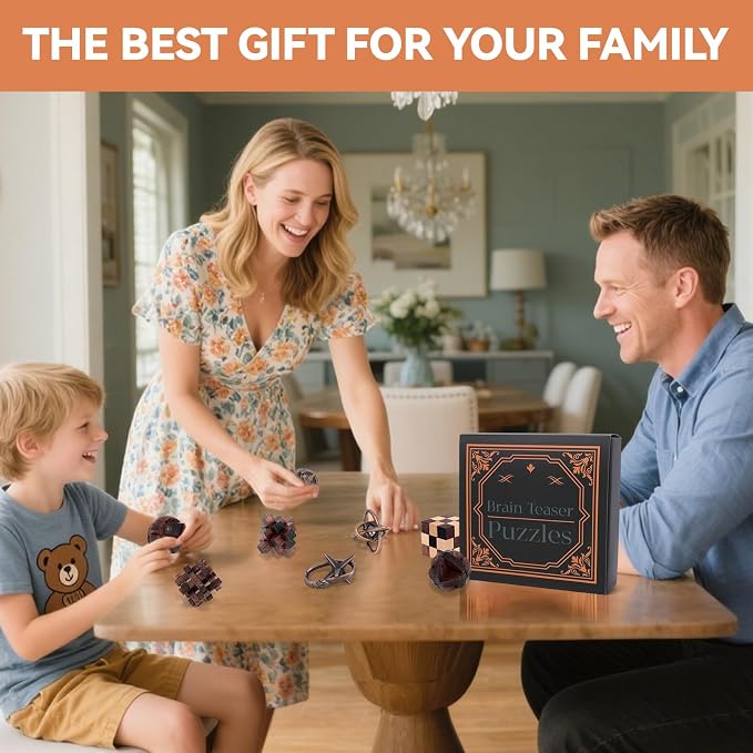Mytothfy Brain Teaser Puzzles for Adults Teens Kids, 3D Puzzle Game Toys | 8 Pcs Metal & Wooden Unlock Interlocking Puzzle for Adults Teens, IQ Education Smart Toys, Train Family Games Party Favor
