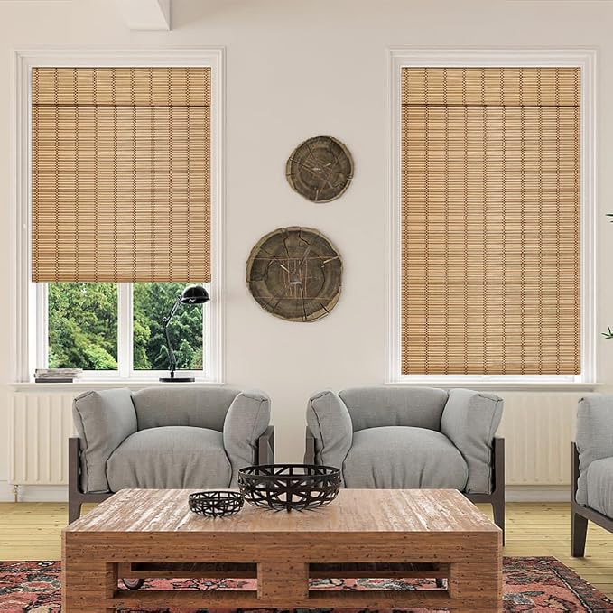 LUCKUP Cordless Roman Shades, Roll Up Bamboo Blinds