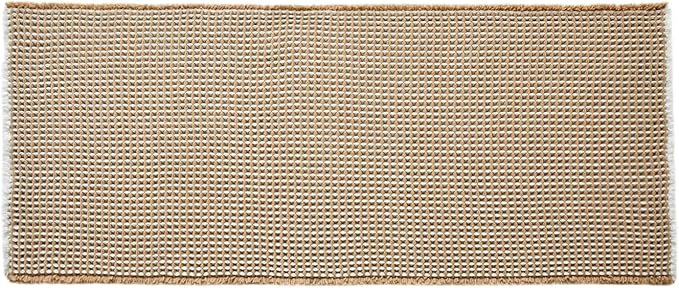 Waffle Runner Rug Bathroom, Long Boho Bathroom Rugs Non Slip Washable Super Absorbent Quick Dry Farmhouse Bath Decor, 60"x24" Khaki and White