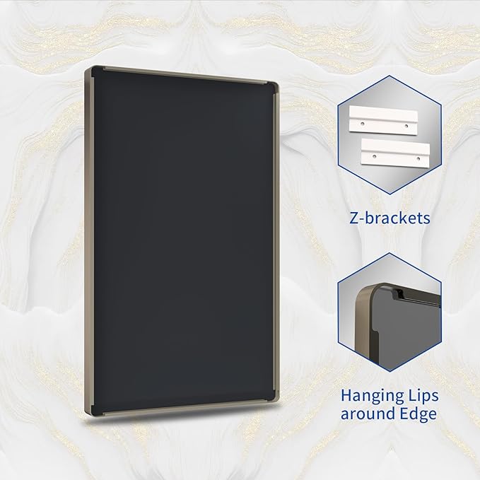 WEER 72x36 Inch Bronze Bathroom Mirror for Vanity, Brushed Bronze Metal Frame Mirror for Wall, Rounded Rectangle Bronze Frame Mirror with Tempered Glass, Anti-Rust (Horizontal/Vertical)