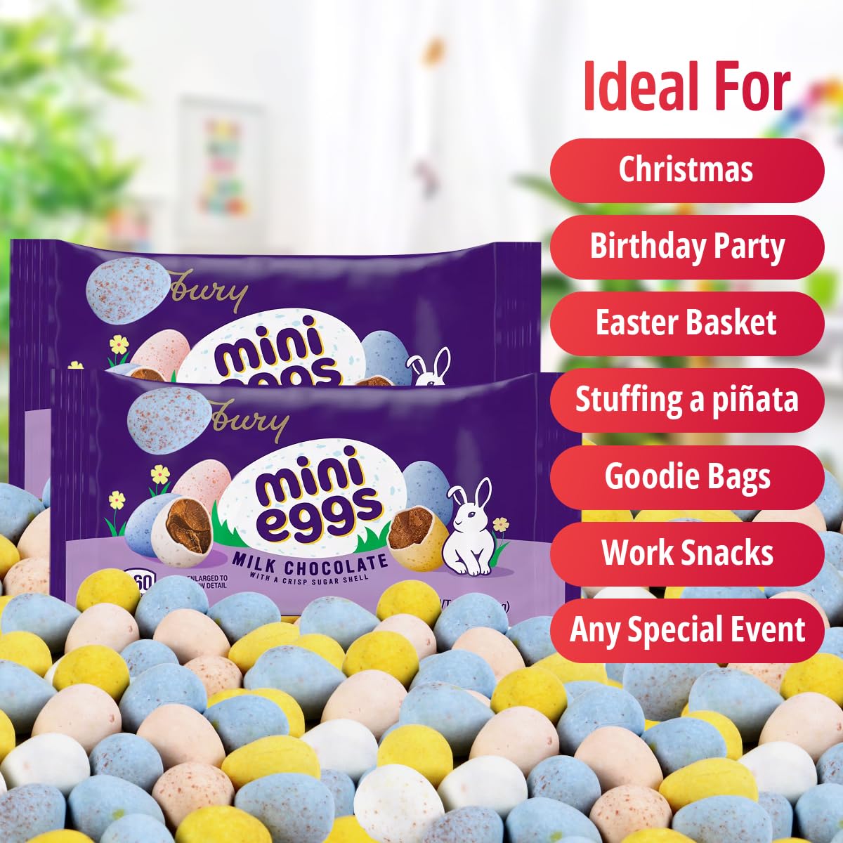 Mini Eggs Milk Chocolate, 2 Bags of Mini Eggs 9oz Each, Creamy Milk Chocolate Mini Eggs, Perfect Chocolate Eggs for Special Occasions, Premium Candy Eggs for All Ages