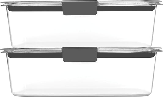 Rubbermaid Brilliance BPA-Free Food Storage Containers with Lids, Airtight Clear Set of 2 (9.6 Cup), Ideal for Lunch, Meal Prep, and Leftovers