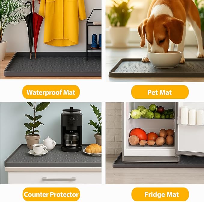 TigeJoy 34" x 22" Under Sink Mats for Kitchen Waterproof, Leak-Proof Silicone Mat Sink Protector and Cabinet Liner, Kitchen Essentials Organizer and Storage, Boot or Shoe Tray, Pet Feeding Mat