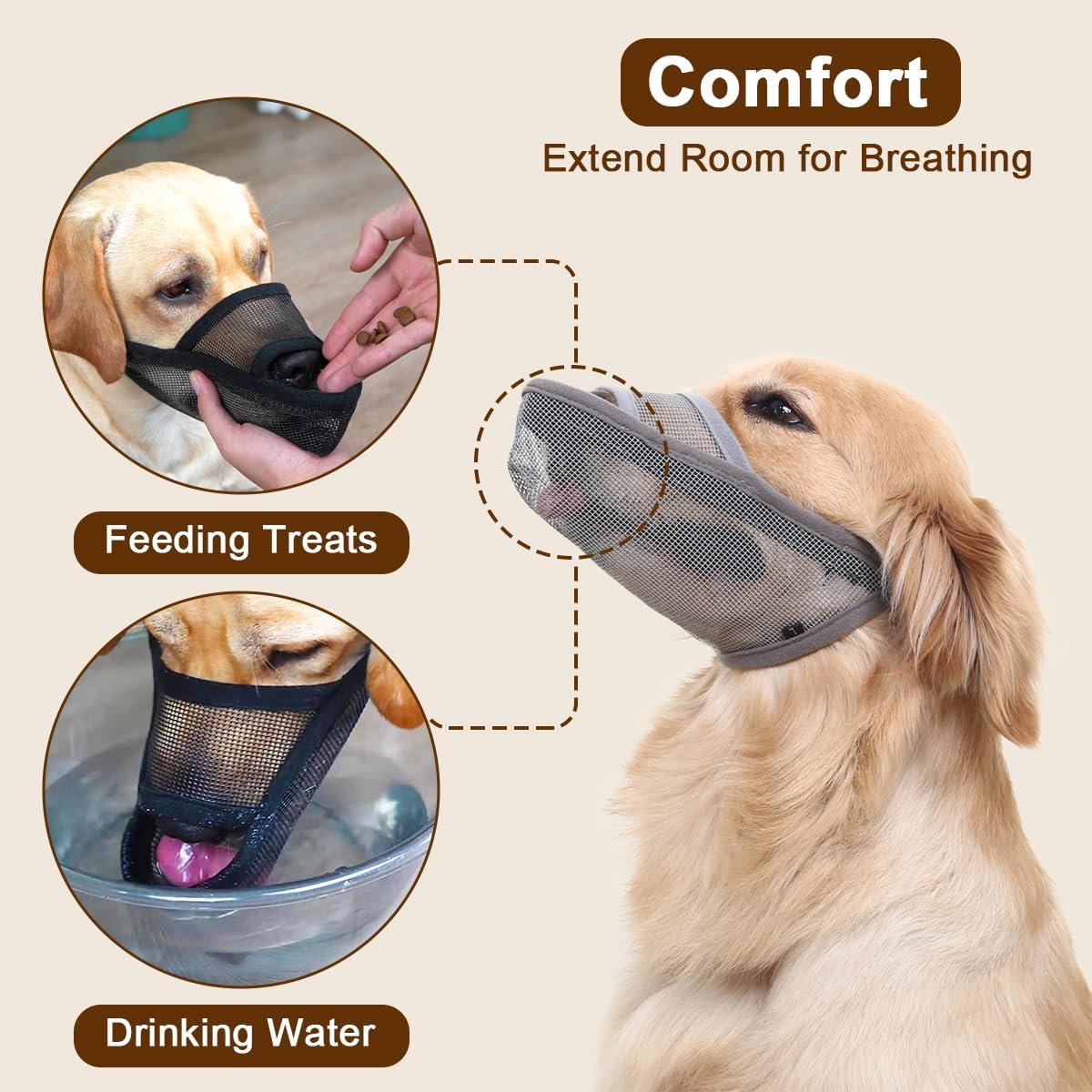Crazy Felix Nylon Dog Muzzle for Small Medium Large Dogs Dachshund Beagle Poodle Labrador, Air Mesh Breathable and Drinkable Pet Mouth Guard for Anti-Biting Chewing Scavenging (Black,XS)