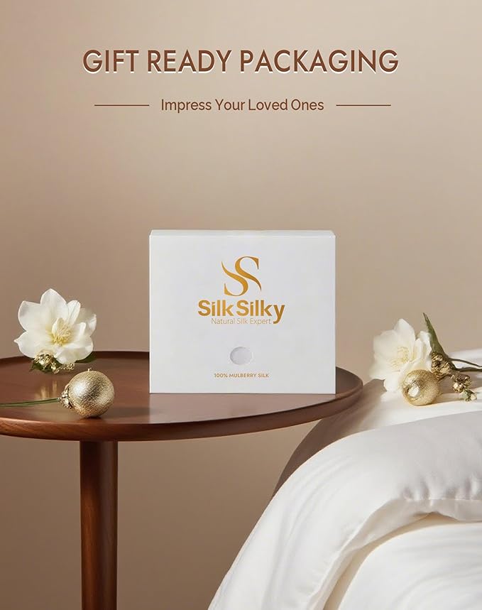 SilkSilky 100% Mulberry Silk Pillowcase - Pure 22 Momme High-Grade 6A Fibers for Hair & Skin, Envelope Closure, Natural, Organic, Breathable & Cooling Pillow Case (Queen, Pale Mauve)