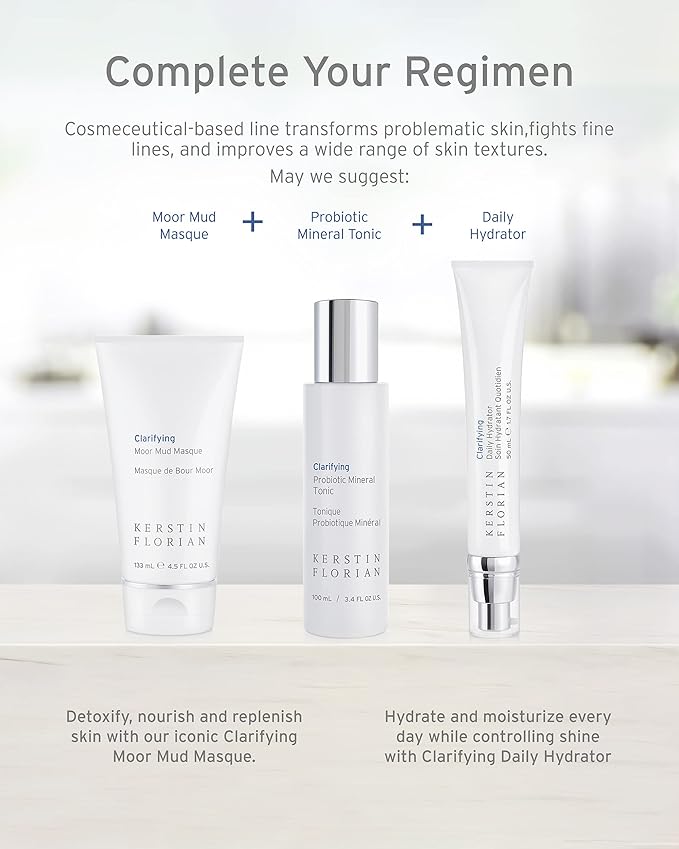 Kerstin Florian Clarifying Probiotic Mineral Tonic | Detoxifying Toner for Face & Body | Natural Skincare to Clarify and Regulate Oily Skin & Clear Pores | Gentle Formula for Women & Men (3.4 fl oz)