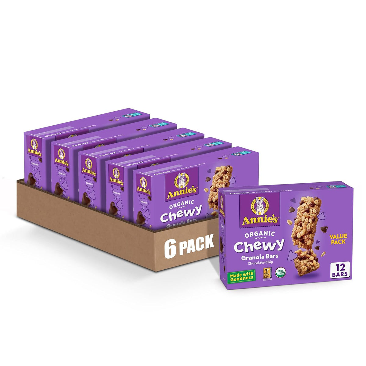 Annie's Organic Chewy Granola Bars, Chocolate Chip, 12 ct