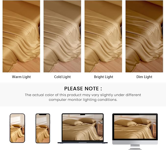THXSILK 100% Pure Mulberry Silk Duvet Cover Set 3 Piece, 6A+ Grade Luxury Soft Bedding Silk Sheets for Hair and Skin, 1 Pcs Quilt/Comforter Cover with 2 Zippered Pillowcases (Metallic Gold, Queen)