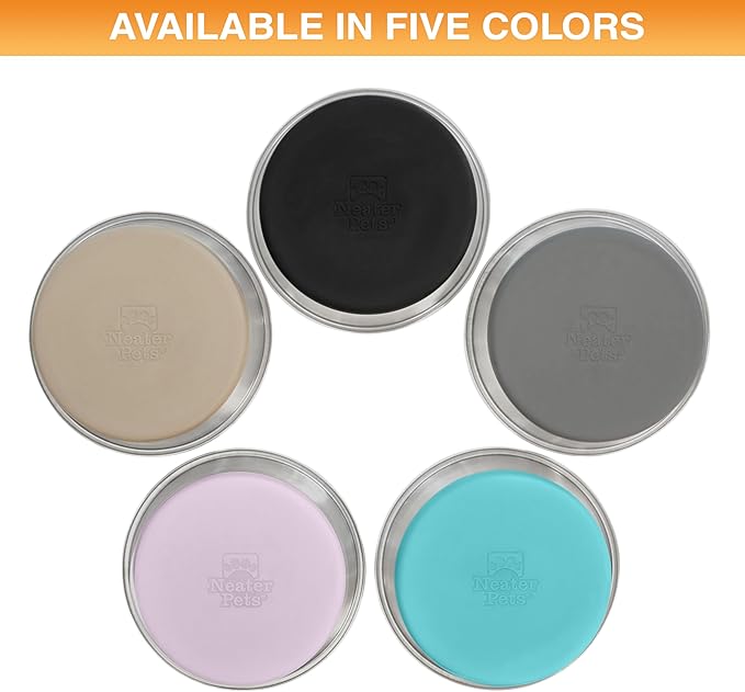 Neater Pet Brands Stainless Steel Dog Bowls with Non-Slip Rubber Bottom – Set of 2, 6 Cup (48 oz), Black - Heavy Duty Metal Dog Bowl, Dishwasher Safe, Food or Water Bowl, Ideal for Large Dogs