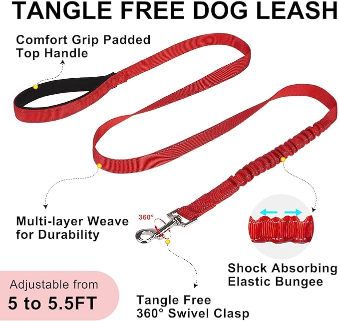 BEAUTYZOO No Pull Dog Harness Medium Sized Dog, Breathable Mesh Padded Dog Harness and Leash Set, Adjustable Reflective Escape Proof Dog Vest Harnessss Quick Fit for Training Walking, Red M