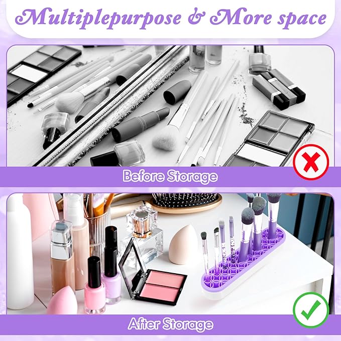 MAQUITA 4 Pcs Silicone Makeup Brush Holder Stand Multipurpose Cosmetic Travel Storage Box Painting Pen Brush Organizer for Brush, Eyeliner Pencil Art (Multicolored)