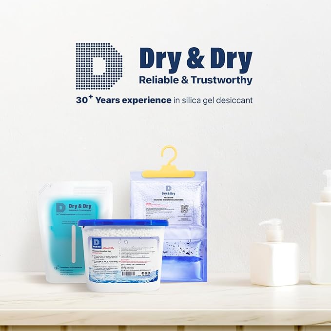 Dry & Dry Moisture Absorbers Refill Beads (16 LBS) - Dehumidifiers for Home, Basement, Bedroom, Small Dehumidifiers Moisture Absorbers