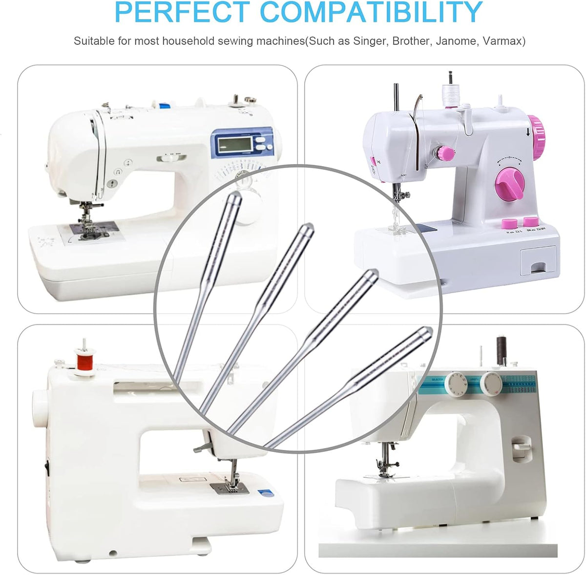 Sewing Machine Needles, 50 PCS Universal Sewing Machine Needle, Compatible with Singer, Brother, Janome, Varmax, Sizes HAX1 65/9, 75/11, 90/14, 100/16, 110/18 (50 PCS)