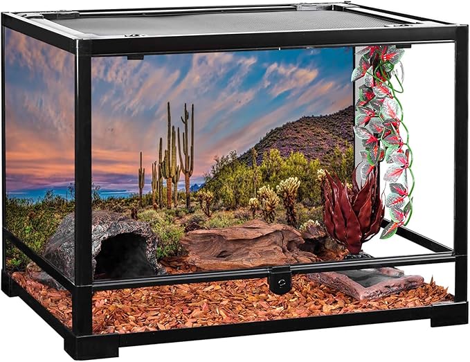 AWERT 36x20 inches Terrarium Background Blue Sky Cloud Huge Cactus Oasis Gobi Reptile Habitat Background Vinyl