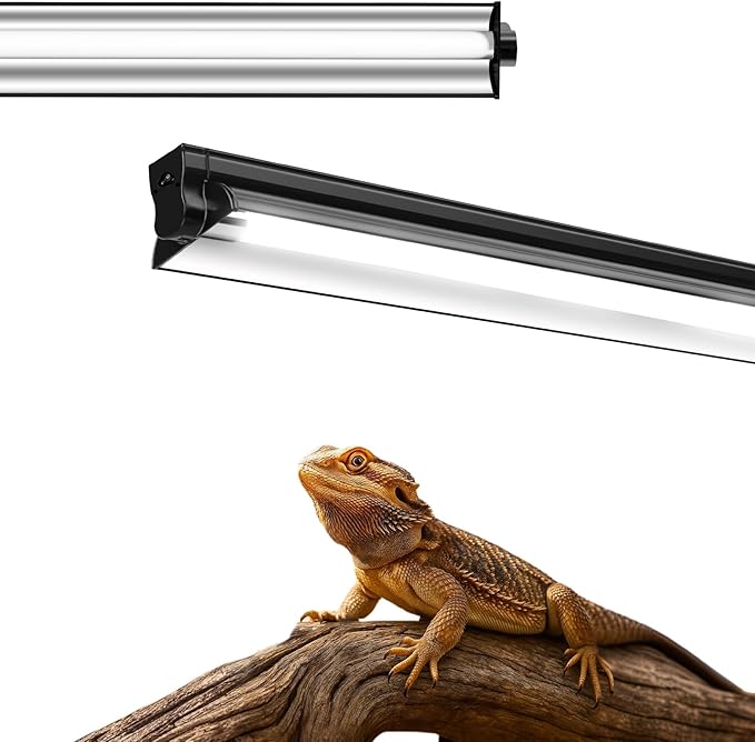 T5 UVB Reptile Light Kit, 39W T5 Reptile Light Fixture with UVB 10.0 Fluorescent Bulb, 35 in Terrarium Hood Light Fixture, Ideal for Tropical and Desert Habitats Reptile