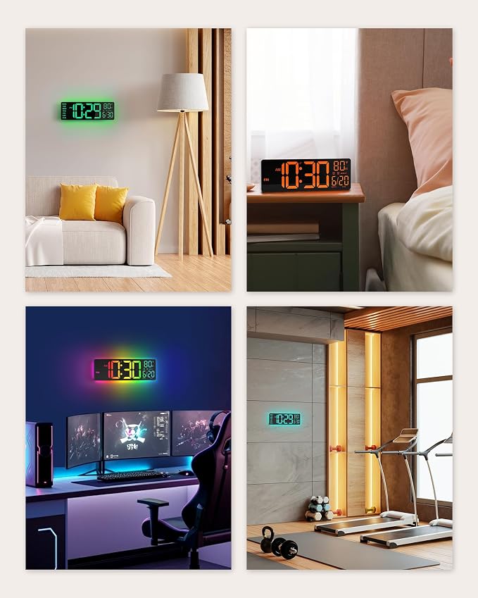 EASYERA 12" Digital Wall Clock for Classroom Livingroom Game Home Decor