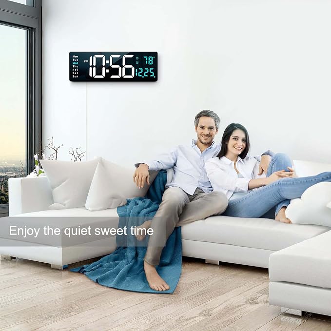 Abovsare 16.2 Inch Large Display Wall Clocks, LED Digital Clock