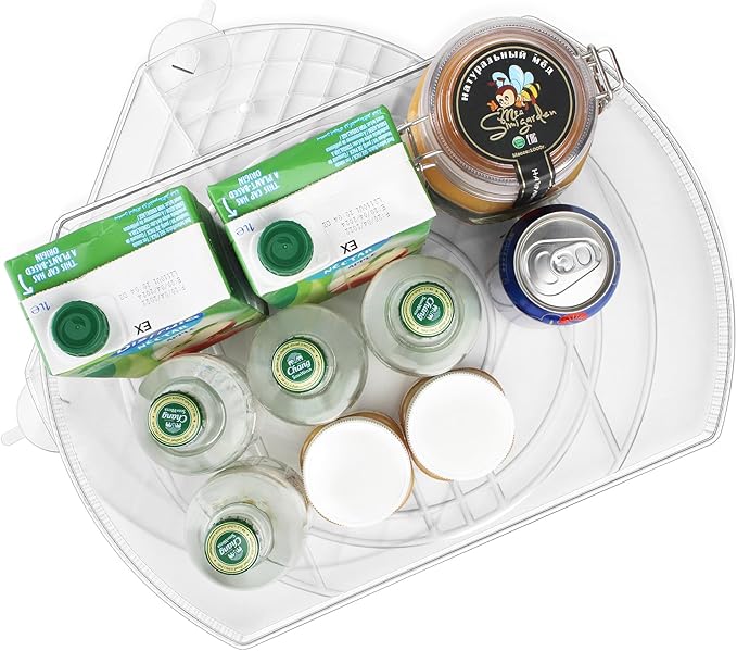 Lazy Susan Turntable for Refrigerator, Square Turntable Organizer for Fridge Cabinet, Pantry, Countertop (15.3" x 11.1" Rectangle 1 Pack - Clear)
