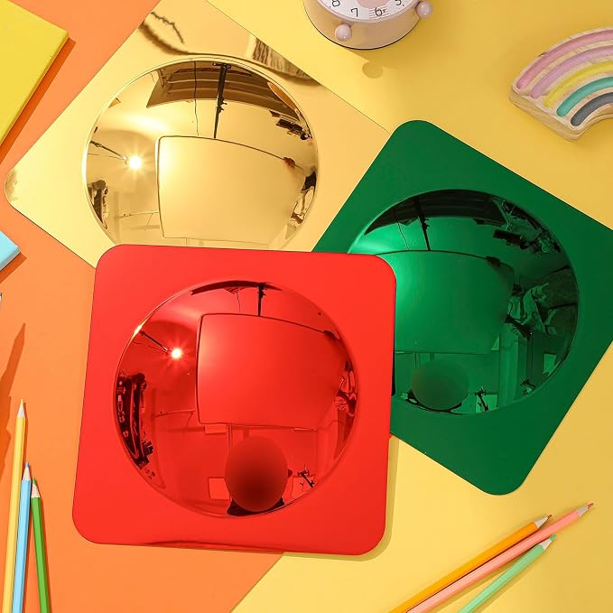 Geiserailie 3 Pcs Sensory Wall Bubble Mirrors, 10 x 10 Inch, CPC Certified | Colorful Acrylic Convex Mirrors, Sensory Room Must Haves, Classroom Learning Tool, Calming Corner, Preschool Daycare Activity