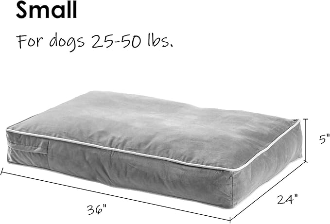 South Pine Porch Buddy Reversible Rectangle Pillow Style Microfiber Dog Bed with Removable, Machine-Washable Cover, Cocoa, Small (36 in. x 24 in.)