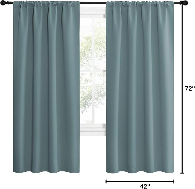 NICETOWN Greyish Blue Blackout Curtains Panels
