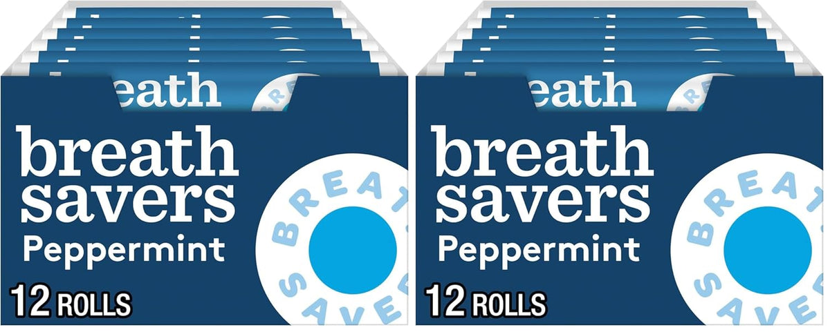 BREATH SAVERS Peppermint Flavored Sugar Free Breath Mints Rolls, .75 oz (12 Count)