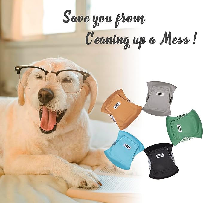 Dog Diapers - High Absorbing Belly Bands for Dogs (Washable, Reusable 5 Pack)