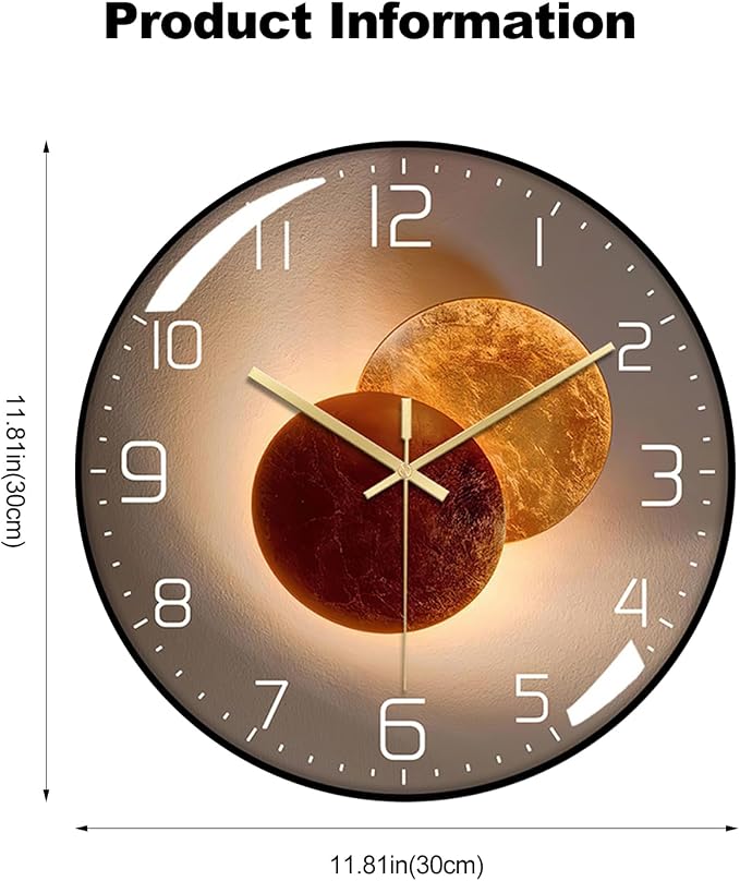 Ergocar Wall Clock, Art Deco Wall Clock, Non-Ticking Silent Modern Metal Wall