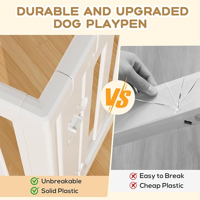 Dog Playpen, Clear Dog Pen, Acrylic Dog Pen, Easy to Install and Remove Dog Play Pen, Puppy Playpen Suitable for Dogs, Cats,Dog Playpen Indoor (White, 23.6 inch Height, 10 Panels)
