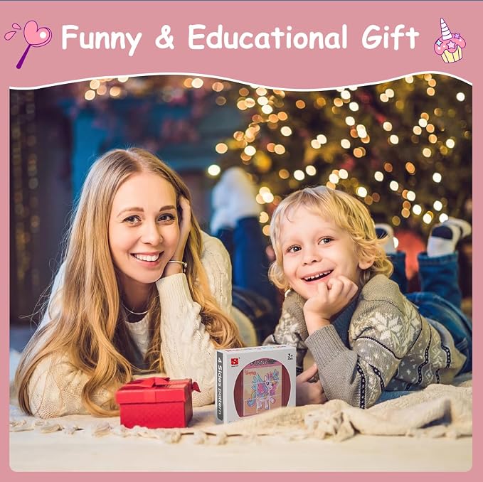 Rotating Puzzle for Kids 3 4 5 6 7 8 Year Old, 4 Puzzles in 1, Toddlers Travel, Car, Airplane, Road Trip Activities, Fine Motor Skills, Fidget, Gift for Boys & Girls Ages 3+ (Alicorn)