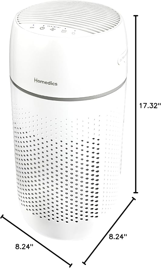 Homedics Air Purifier T22, 5-in-1 Tower Air Purifier, 99% HEPA-Type Filtration with UV-C Technology and Carbon Odor Filter, 4 Speeds, Essential Oil Aromatherapy Tray, for Medium Rooms