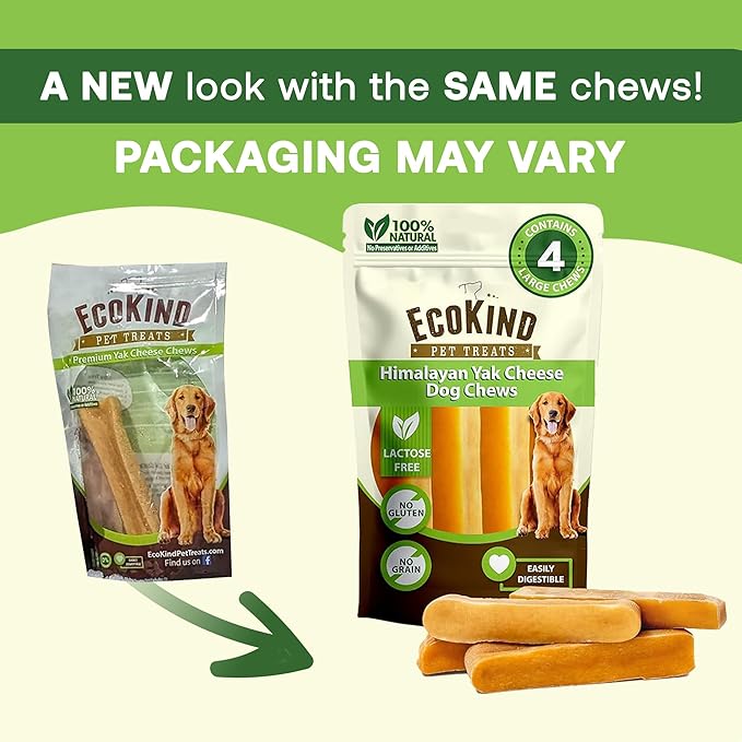 EcoKind Premium Gold Monster Yak Cheese Himalayan Dog Chew, Dog Treats Large Breed, All Natural, High Protein, for Aggressive Chewers, XL - 3 Chews
